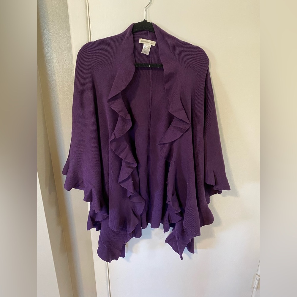 Purple Ruffle Shawl Cardigan